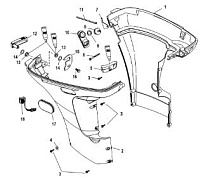 Низ капота 4-Х ТАКТНОГО ПЛМ MERCURY 50 Серийный номер от 1C000001 до 1C050251
